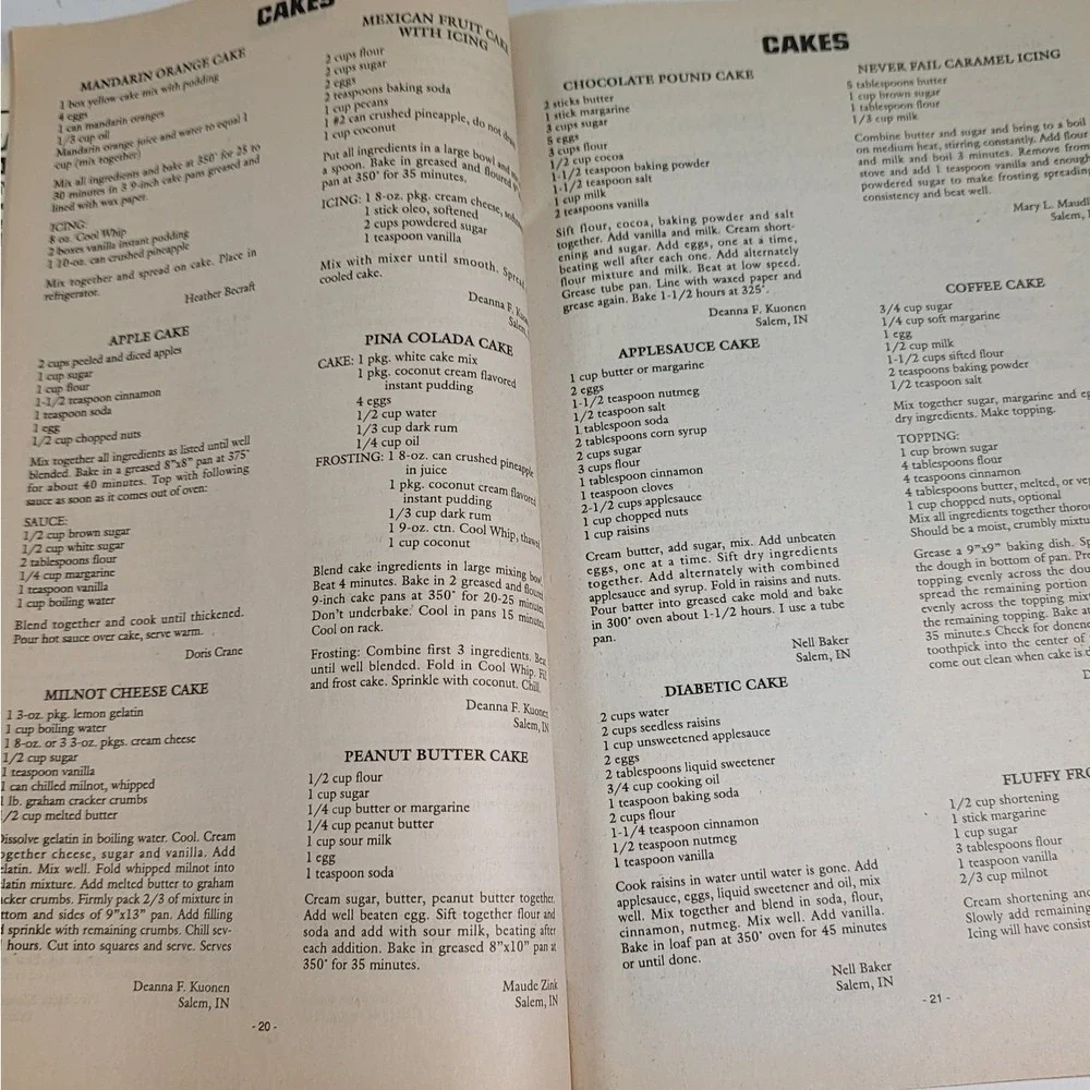 Vintage 1994 Washington County Favorite Recipes Cookbook Indiana Community IGA